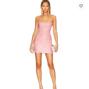 Bardot pink faux leather strapless dress size is 4 worn once. Perfect for hoco!!